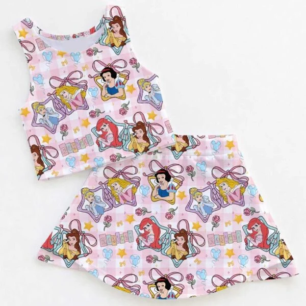 Retro Disney Princess Dress Set, Rapunzel Belle Cinderella Vacation Outfit