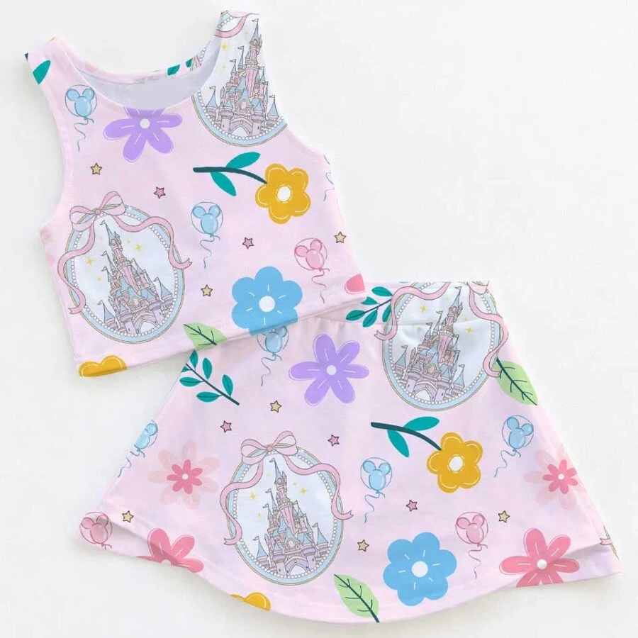 Disney Castle Coquette Bow Dress Set, Magic Kingdom Vacation Outfit