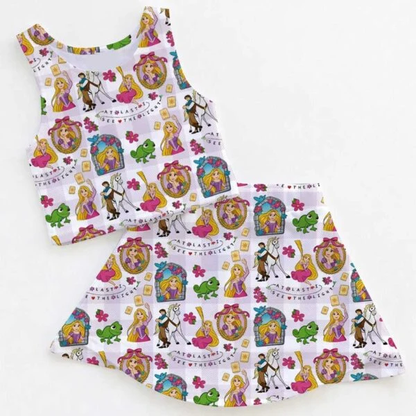 Women's Rapunzel Activewear Set, Pascal Lantern Sun Princess Athletic Dress & Skort Outfit, Mommy & Me Sportswear