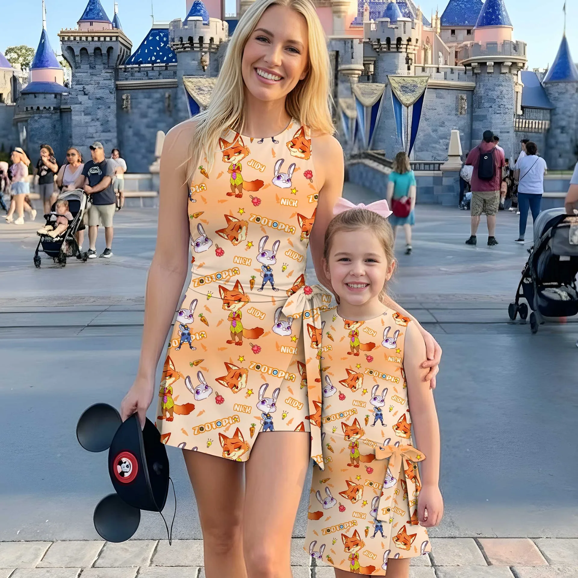 Girls Disney Nick Wilde and Judy Hopps Orange Tennis Dress Skirt, Family Matching Outfit