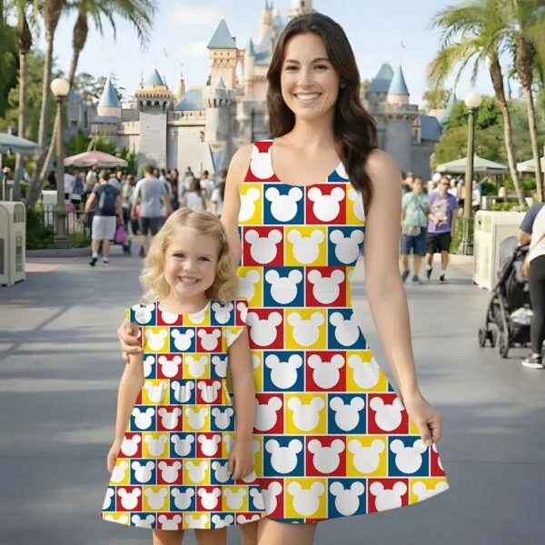 Disney Mickey Icon Mommy & Me Dress, Mama Mini Family Matching Outfit