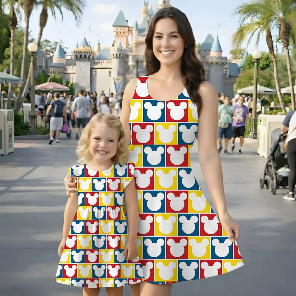 Disney Mickey Icon Mommy & Me Dress, Mama Mini Family Matching Outfit