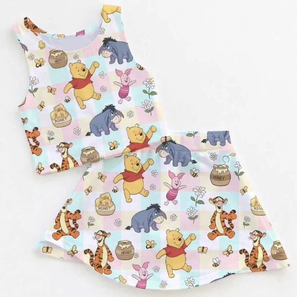 Retro Winnie The Pooh Dress Set, Pooh Bear Family Vacation Outfit