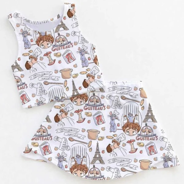 Women's Ratatouille Activewear Set, Paris Chef Rat Athletic Dress & Skort Outfit, Mommy & Me Sportswear