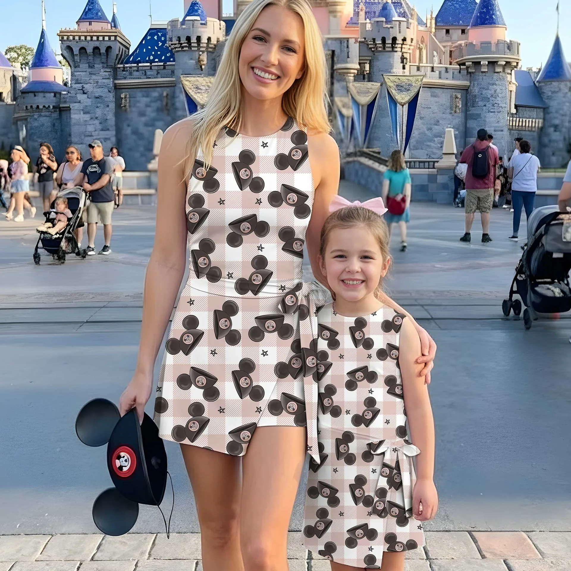 Girls Disney Mickey Icon Checkered Tennis Dress Skirt, Family Matching Outfit