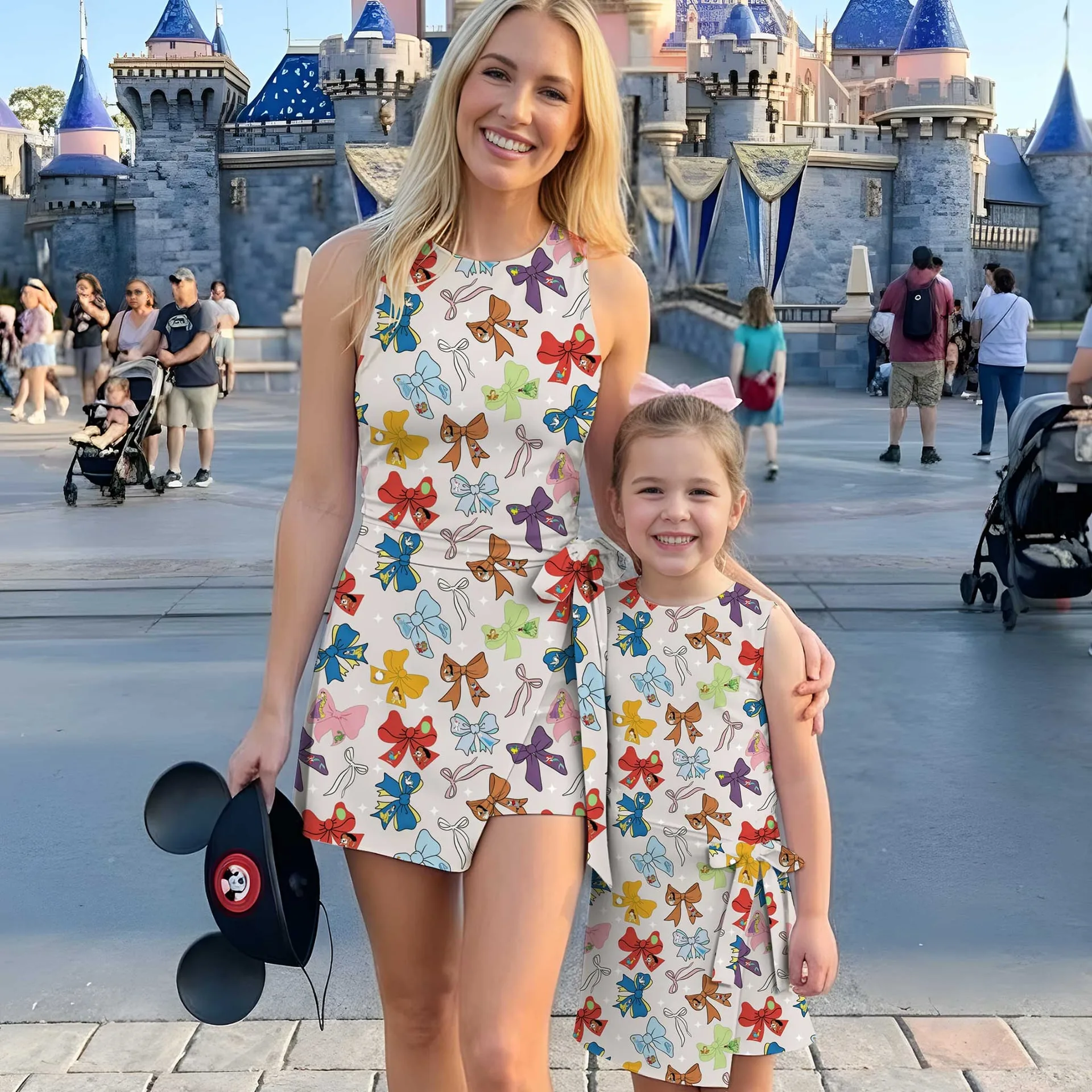 Girls Colorful Bow Tennis Dress Skirt, Family Matching Outfit