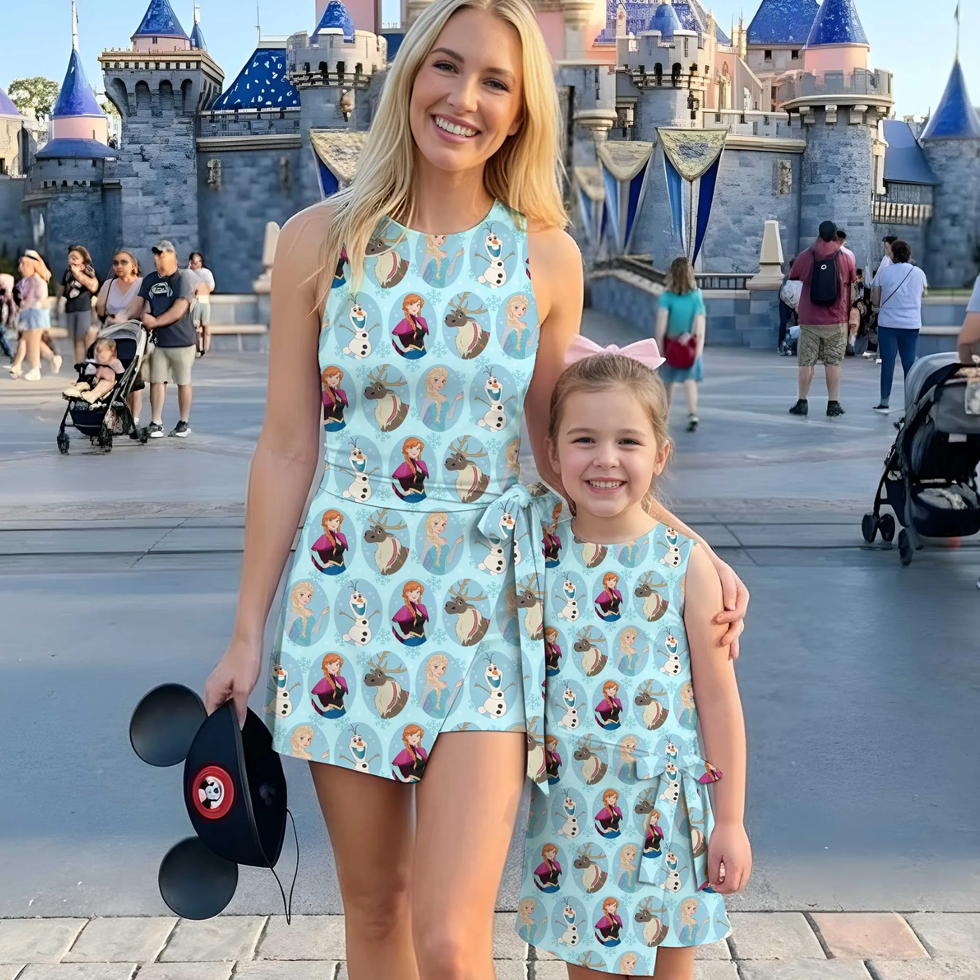 Girls Disney Frozen Characters Blue Tennis Dress Skirt, Family Matching Outfit