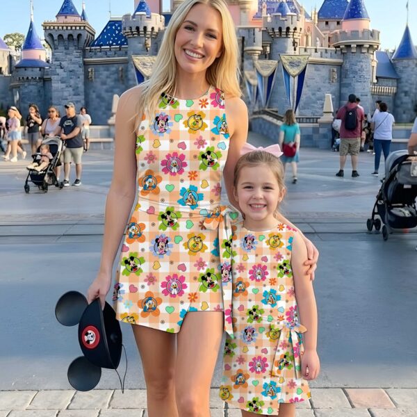 Girls Mickey Friends Floral Tennis Dress Skirt, Family Matching Disney Outfit