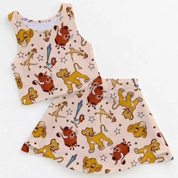 Women's Lion King Activewear Set, Simba Timon & Pumba Athletic Dress & Skort Outfit, Safari Adventure Sportswear