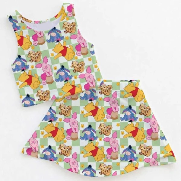 Gingham Winnie The Pooh Dress Set, Family Matching Vacation Outfit