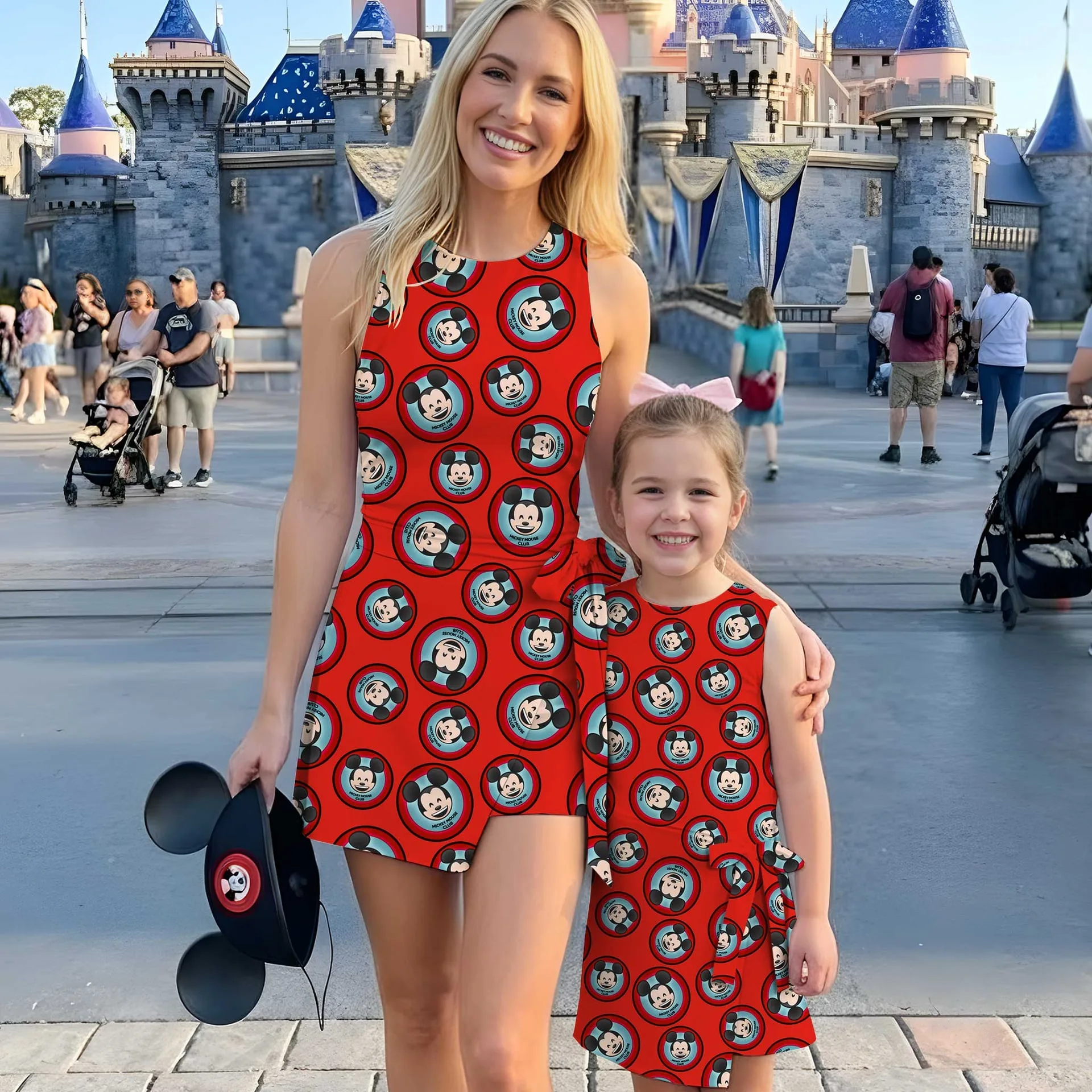 Girls Disney Mickey Mouse Red Circle Tennis Dress Skirt, Family Matching Outfit