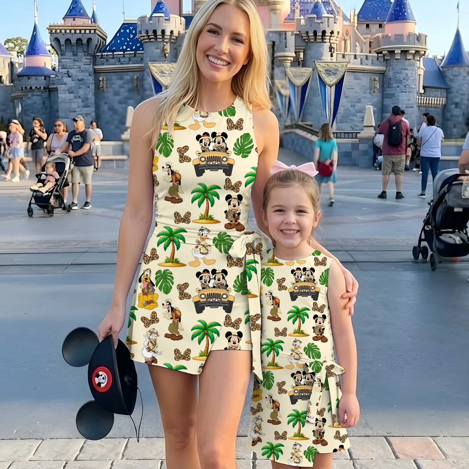 Girls Disney Mickey And Friends Adventure Palm Tree Tennis Dress Skirt, Family Matching Outfit