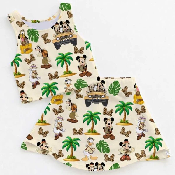 Green Jungle Adventure Dress Set, Safari Mickey Minnie Vacation Outfit