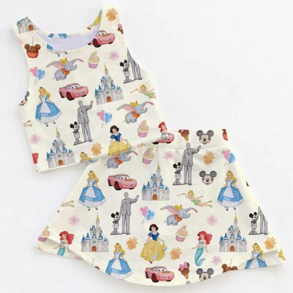Retro Disney Princess Dress Set, Rapunzel Belle Cinderella Vacation Outfit