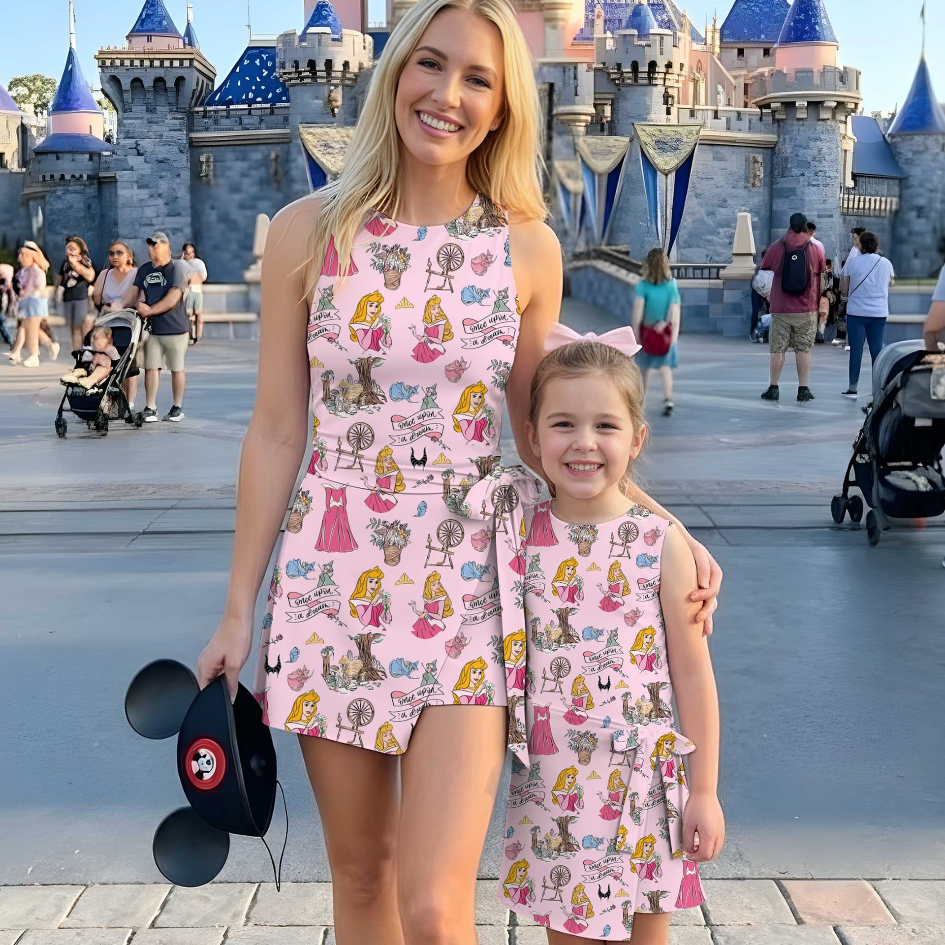 Girls Disney Aurora Sleeping Beauty Pink Princess Tennis Dress Skirt, Family Matching Outfit