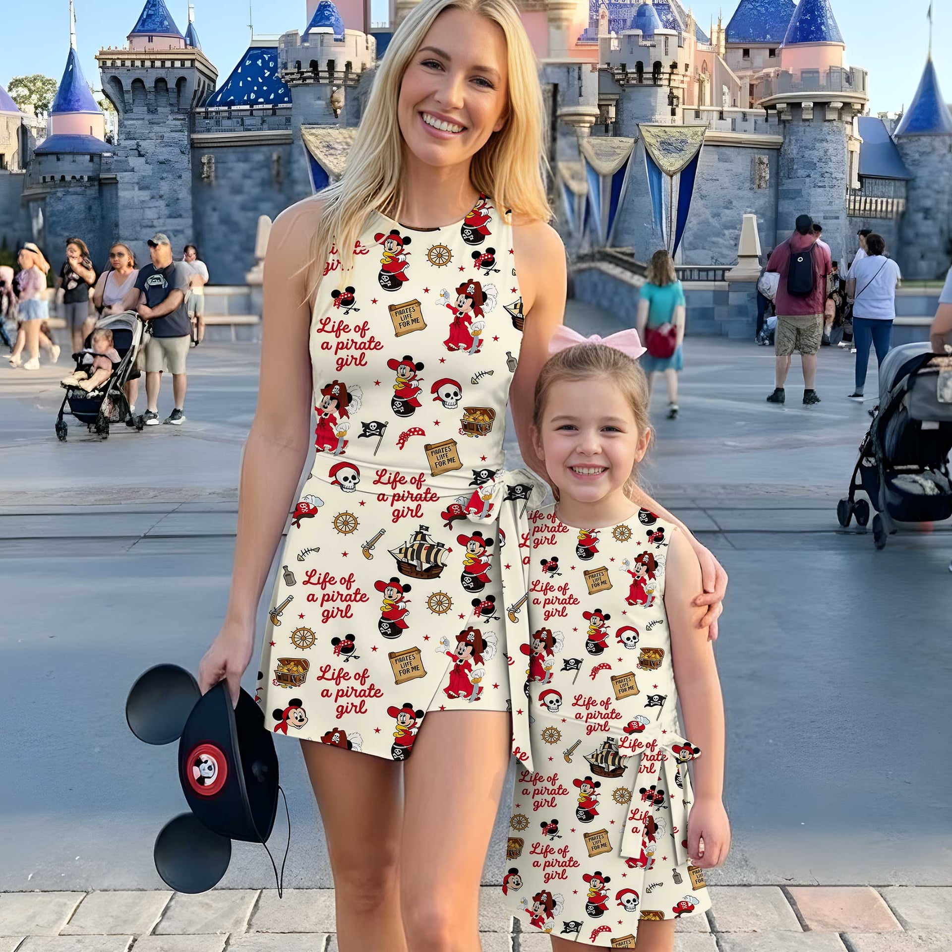 Girls Disney Mickey Pirate Treasure Map Tennis Dress Skirt, Family Matching Outfit