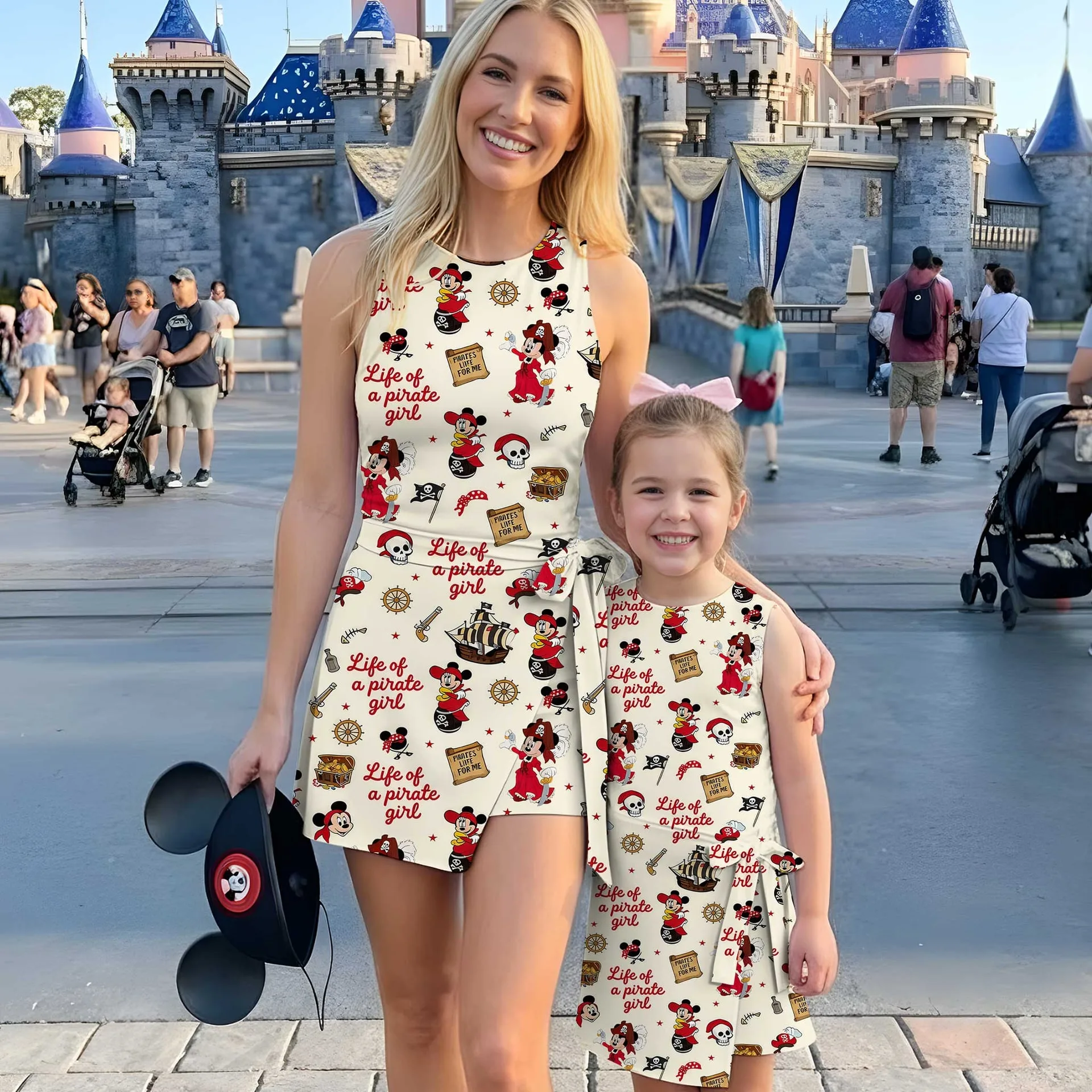 Girls Disney Mickey Pirate Treasure Map Tennis Dress Skirt, Family Matching Outfit