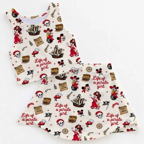 Women's Minnie Pirate Activewear Set, Pirate Life Athletic Dress & Bow Skort Outfit