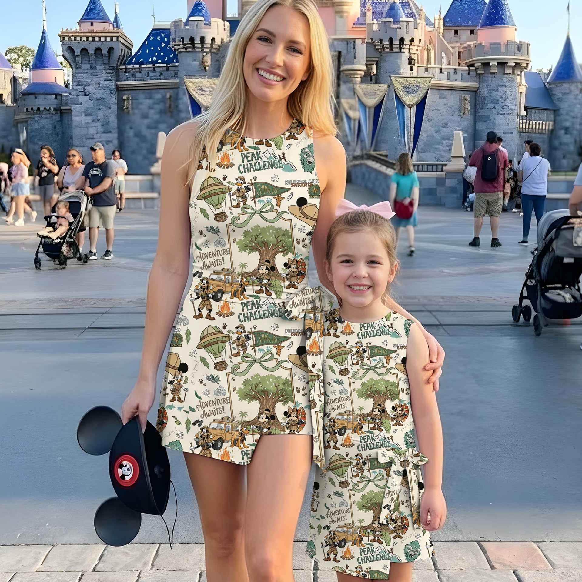 Girls Safari Mickey Minnie Tennis Dress Skirt, Family Matching Animal Kingdom Outfit