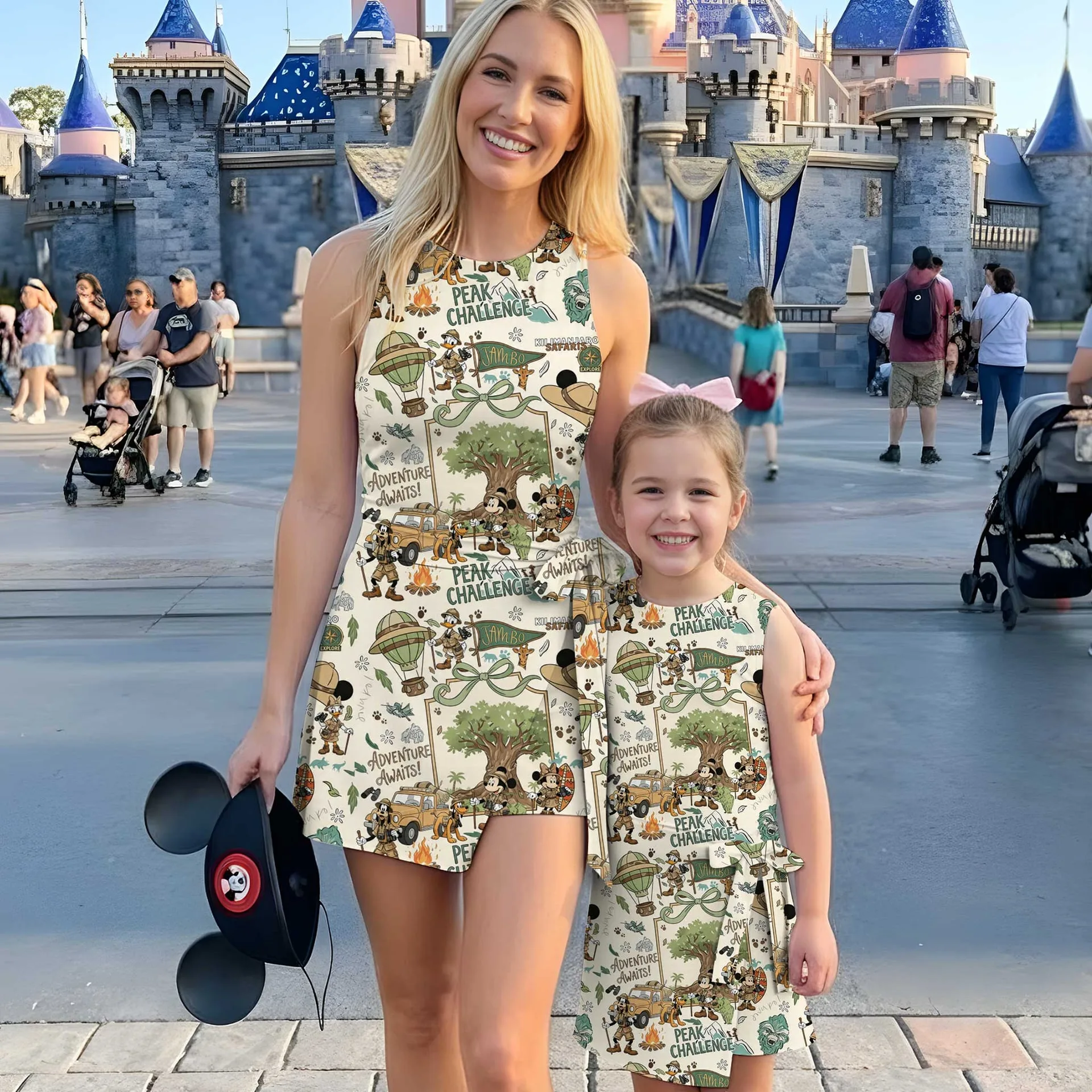 Girls Safari Mickey Minnie Tennis Dress Skirt, Family Matching Animal Kingdom Outfit