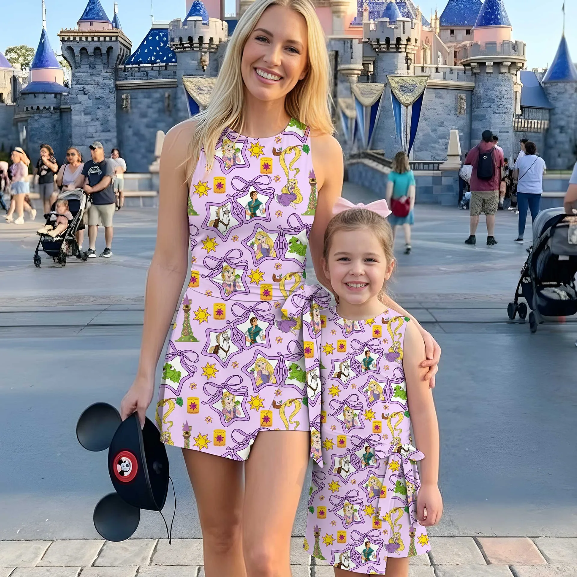 Girls Disney Tangled Purple Bow and Stars Tennis Dress Skirt, Family Matching Outfit