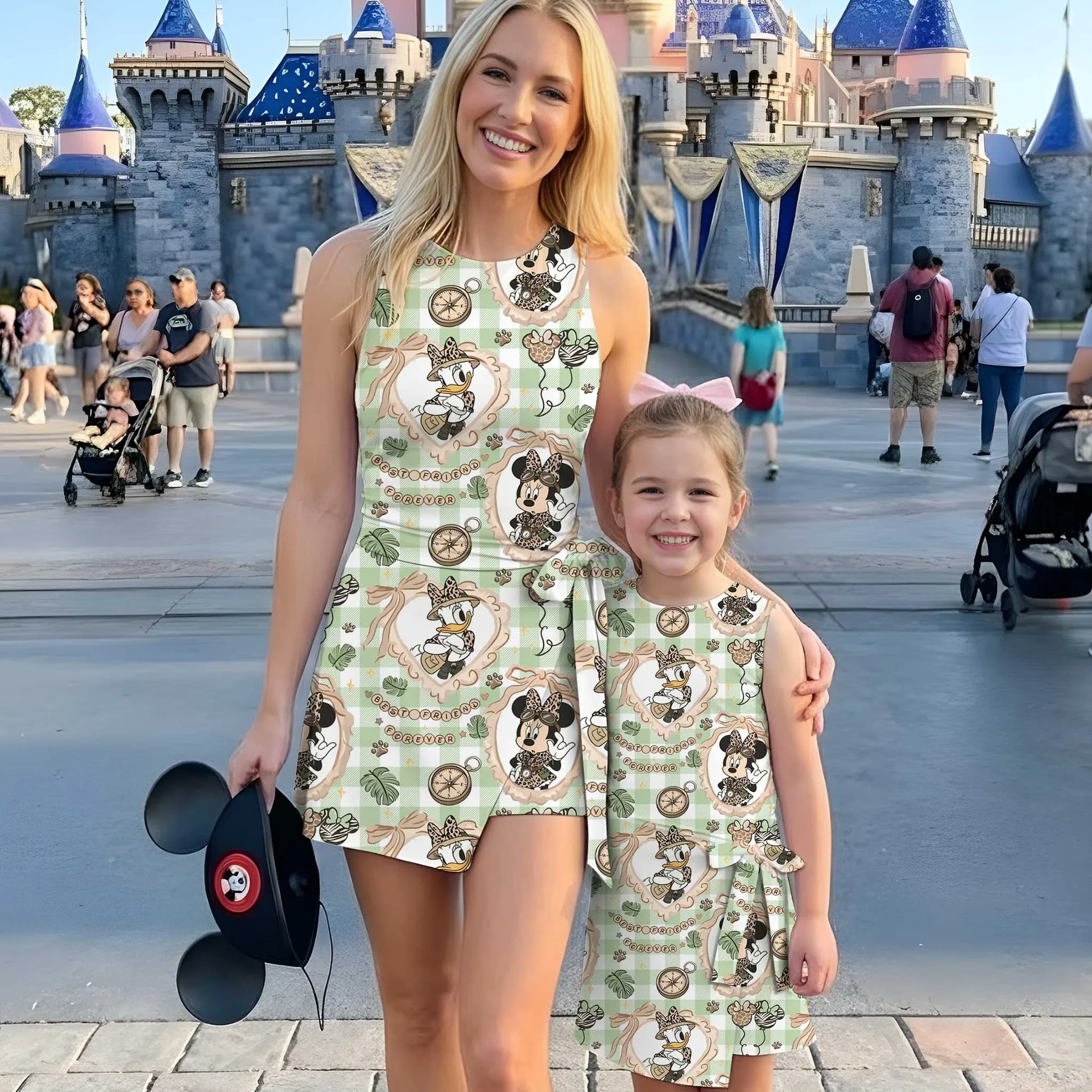 Girls Minnie Daisy Leopard Tennis Dress Skirt, Family Matching Animal Kingdom Outfit