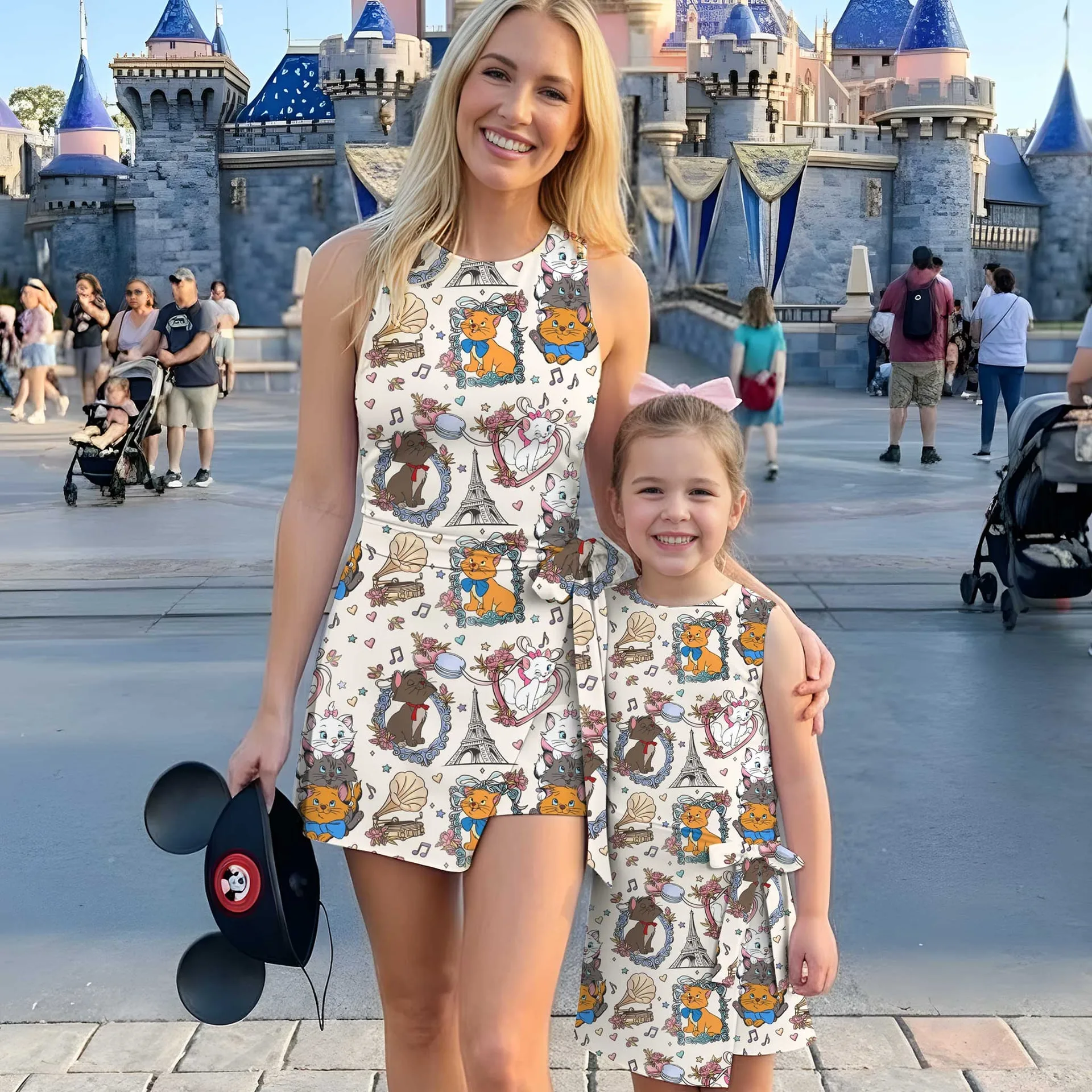 Girls Disney Marie Aristocats Eiffel Tower Tennis Dress Skirt, Family Matching Outfit