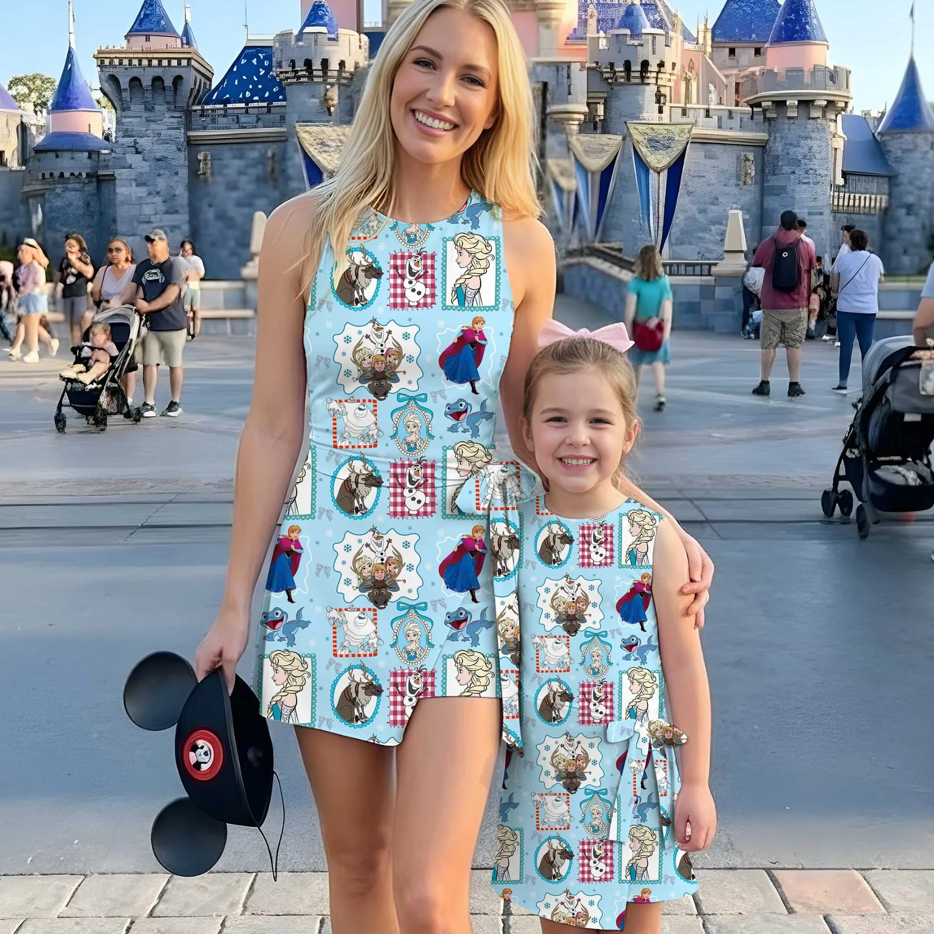 Girls Disney Elsa Frozen Blue Princess Tennis Dress Skirt, Family Matching Outfit