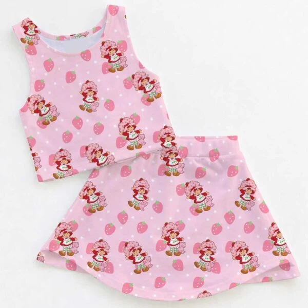 Women's Strawberry Shortcake Activewear Set, Boutique Athletic Dress & Skort Outfit, Family Matching Sportswear