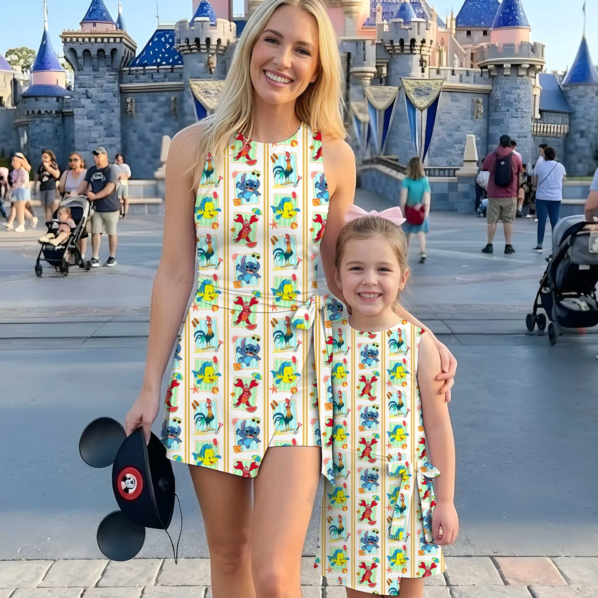 Girls Disney Ariel The Little Mermaid Stripe Tennis Dress Skirt, Family Matching Outfit