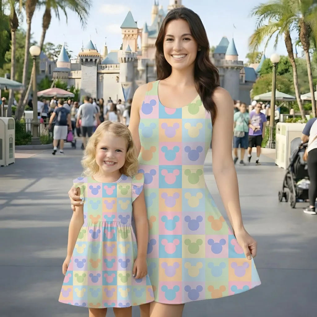 Mickey Pastel Icons Mommy & Me Dress, Mama Mini Magical Matching Outfit