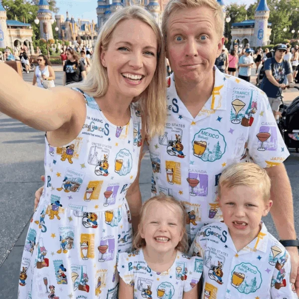 Family EPCOT Mickey Friends Hawaiian Shirt Dress Set, Disney World Matching Outfit