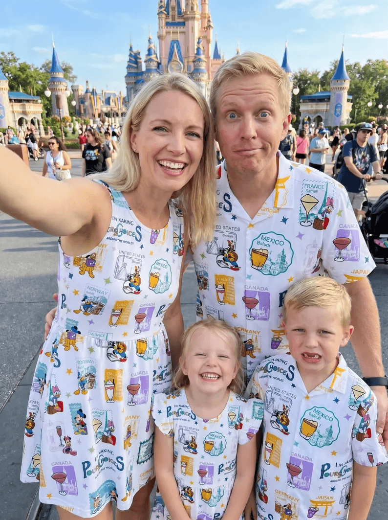 Family EPCOT Mickey Friends Hawaiian Shirt Dress Set, Disney World Matching Outfit