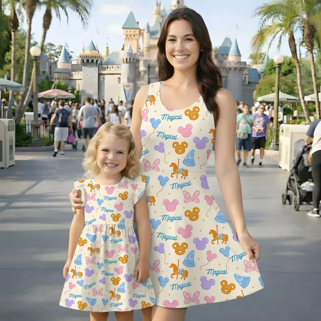 Disney Magical Castle Mommy & Me Dress, Mother Daughter Matching Princess Outfit, Magical Theme Family Dress