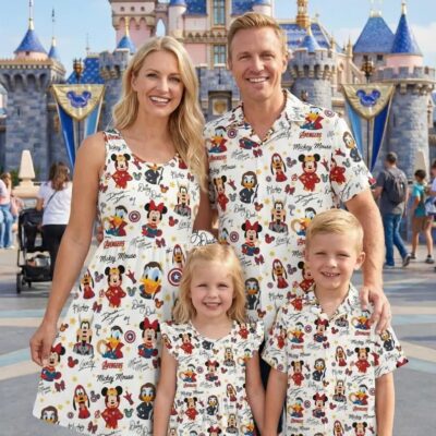 Family Marvel Day At Sea Hawaiian Shirt Dress Set, Disney Cruise Matching Outfit
