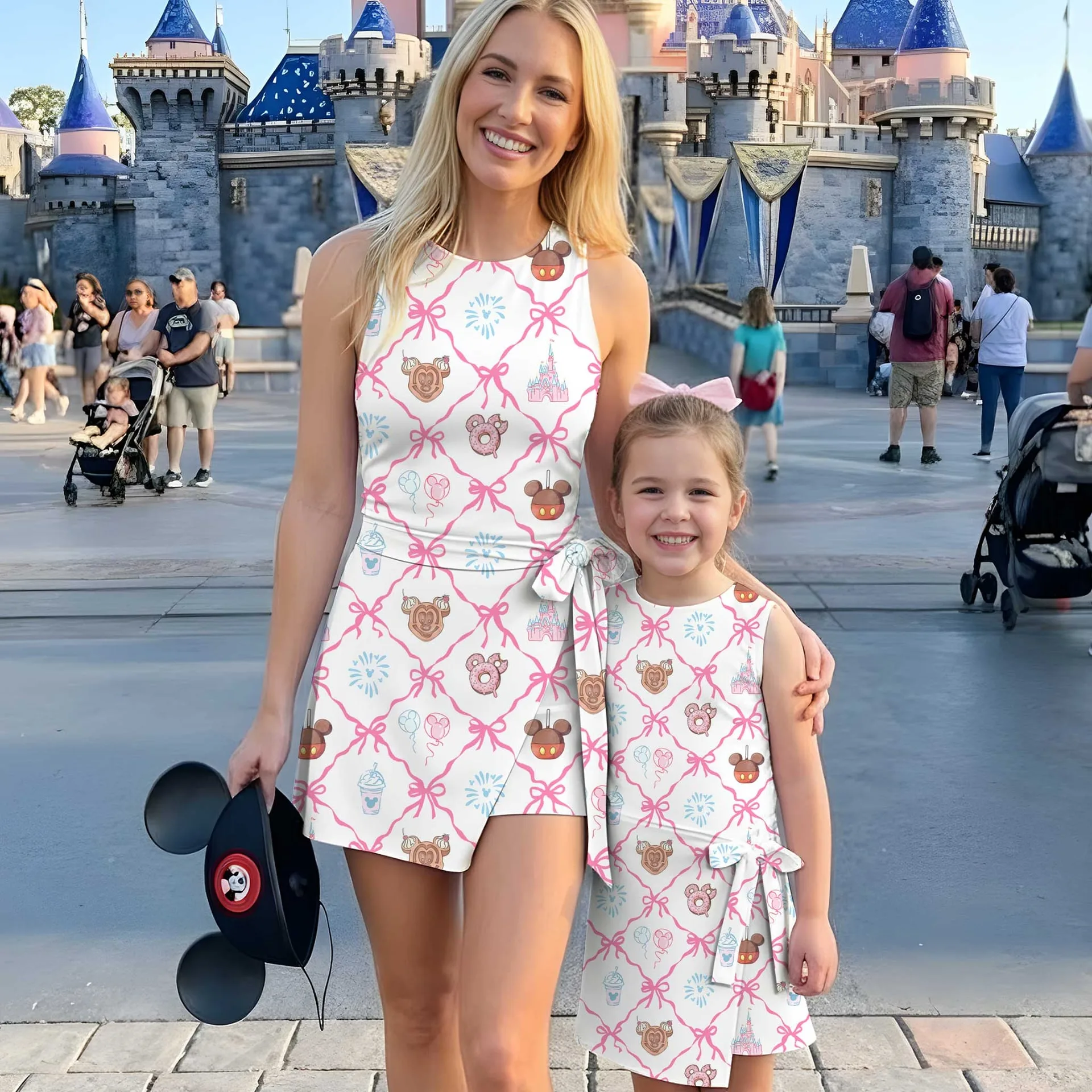 Girls Coquette Bow Mickey Icons Tennis Dress Skirt, Family Matching Disney Outfit