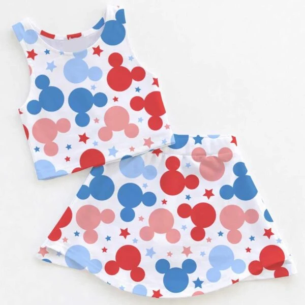 Women's Patriotic Mickey Activewear Set, 4th Of July Athletic Dress & Skort Outfit, Mommy & Me Family Matching