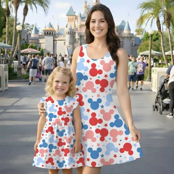 Disney Mickey Icon 4th of July Mommy & Me Dress, Mama Mini Family Matching Outfit