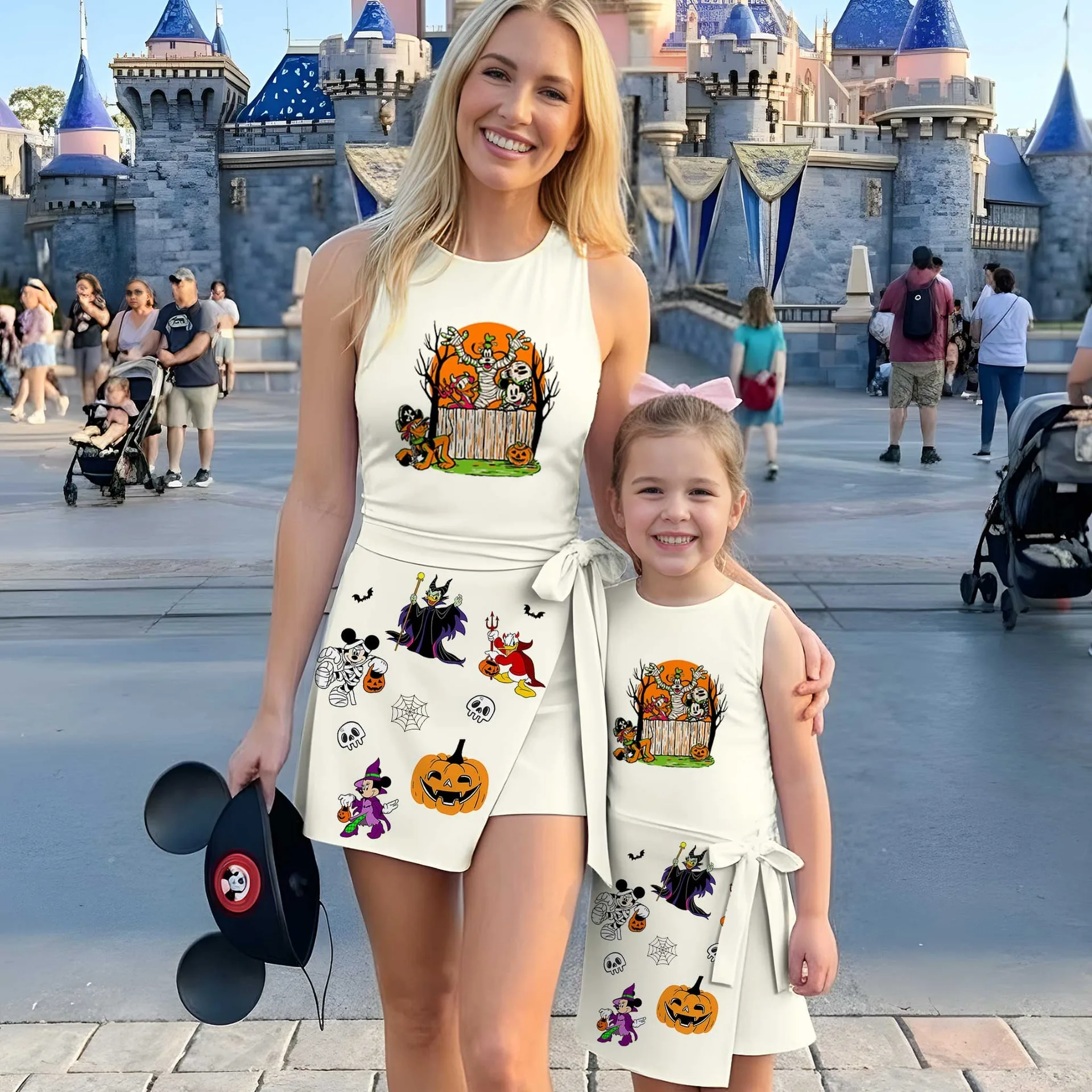 Girls Pumpkin Mickey and Friends Tennis Dress Skirt, Halloween Matching Outfit