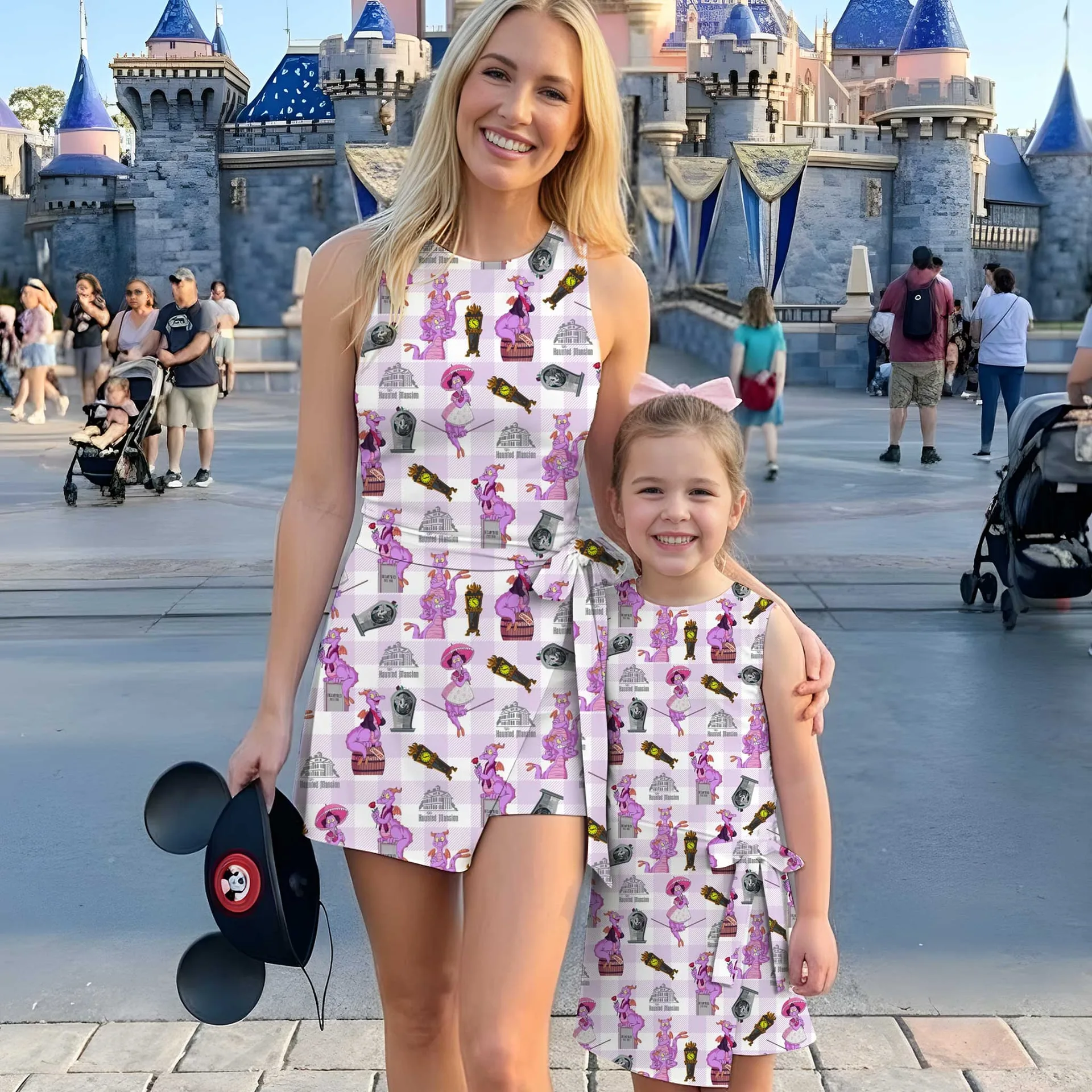 Girls Purple Checkerboard Figment Haunted Mansion Tennis Dress Skirt, Family Matching Disney Outfit