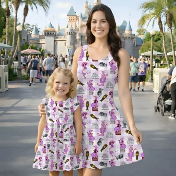 Figment Purple Plaid Mommy & Me Dress, Mama Mini Disney Matching Outfit