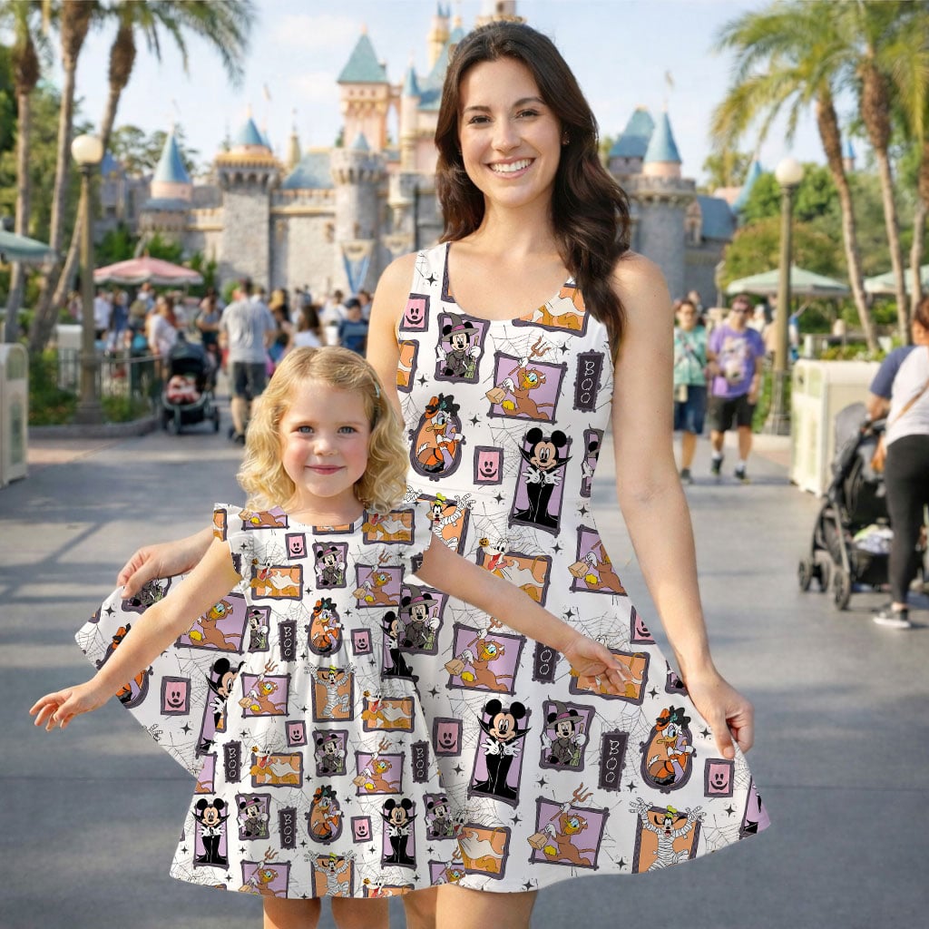 Mickey and Friends Halloween Portrait Mommy & Me Dress, Mama Mini Spooky Matching Outfit