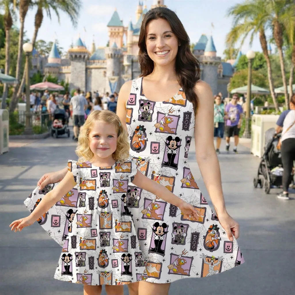 Mickey and Friends Halloween Portrait Mommy & Me Dress, Mama Mini Spooky Matching Outfit