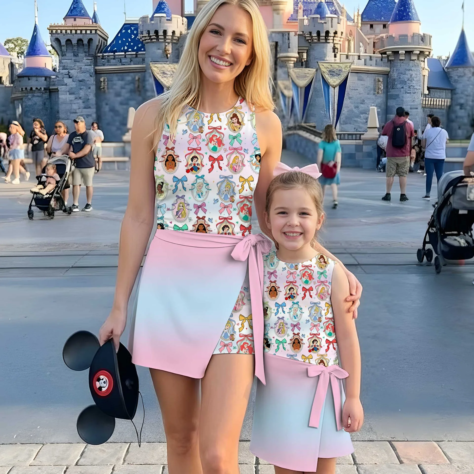 Girls Pastel Disney Princess Tennis Dress Skirt, Family Matching Disney Outfit