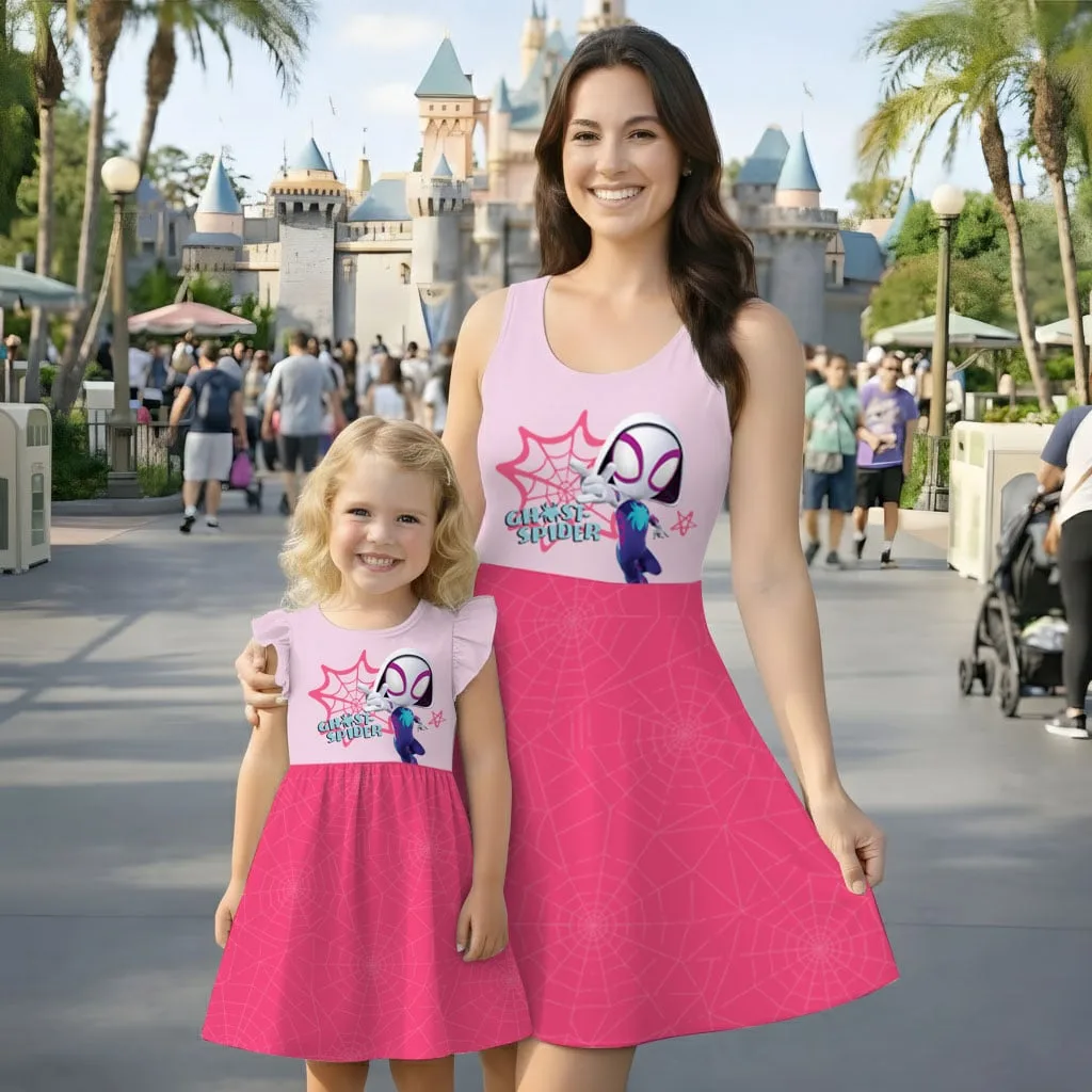 Marvel Ghost Spider Mommy & Me Dress, Mama Mini Superhero Matching Outfit