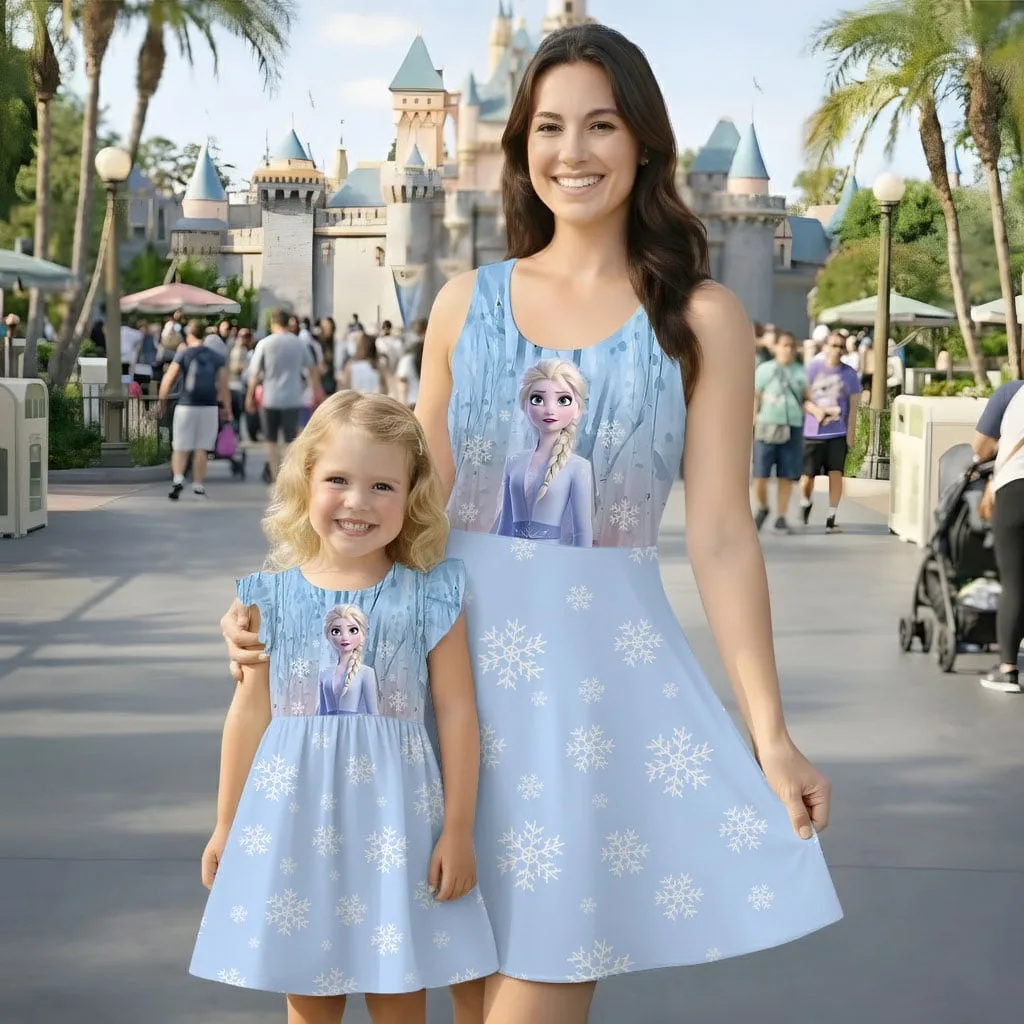Disney Frozen Elsa Mommy & Me Dress, Mama Mini Family Matching Outfit