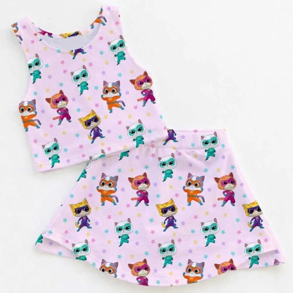 Women's Super Kitties Activewear Set, Buddy Bitsy Ginny & Sparks Athletic Dress & Skort Outfit