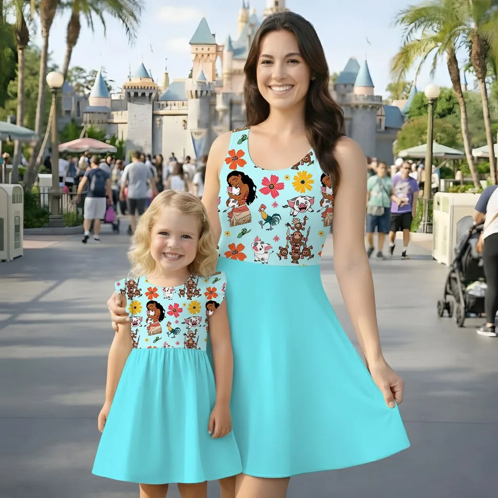 Moana Tropical Mommy & Me Dress, Mama Mini Island Matching Outfit