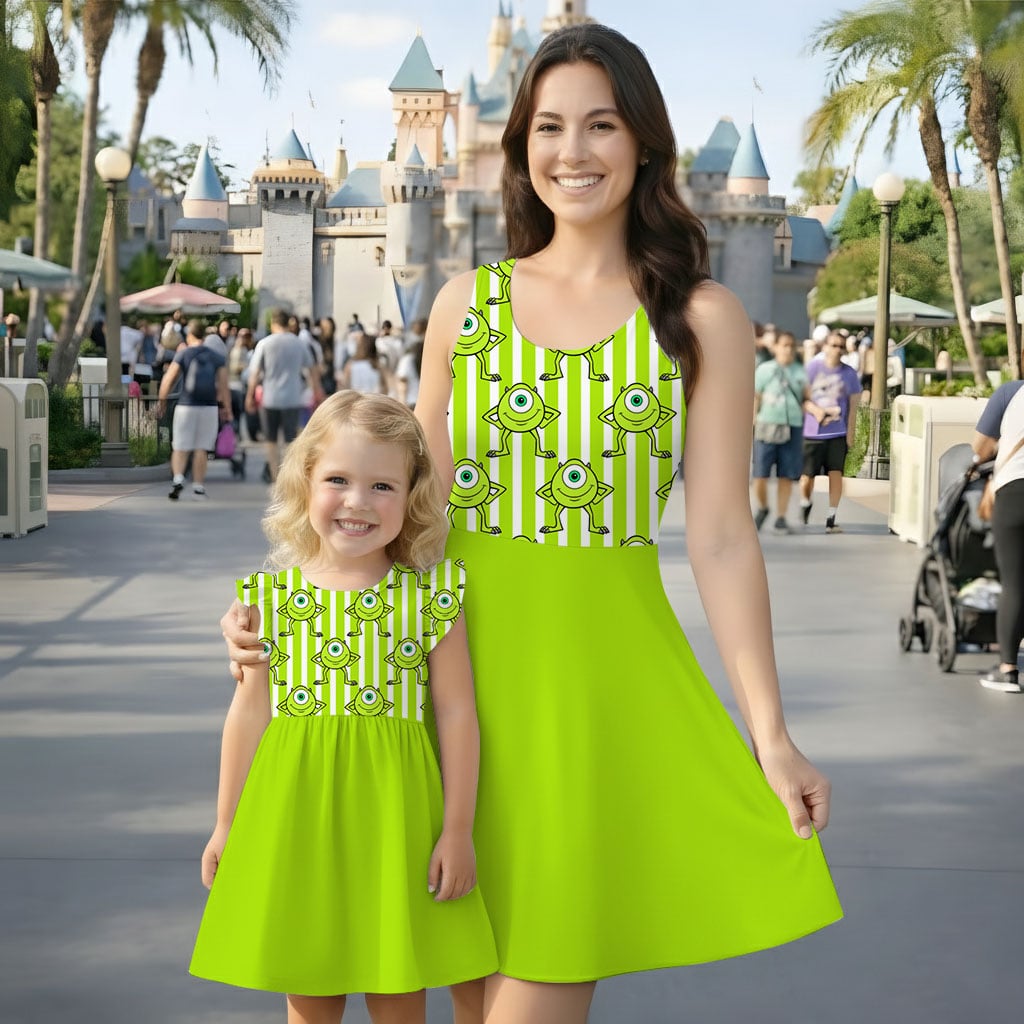 Mike Wazowski Mommy & Me Dress, Mama Mini Pixar Matching Outfit