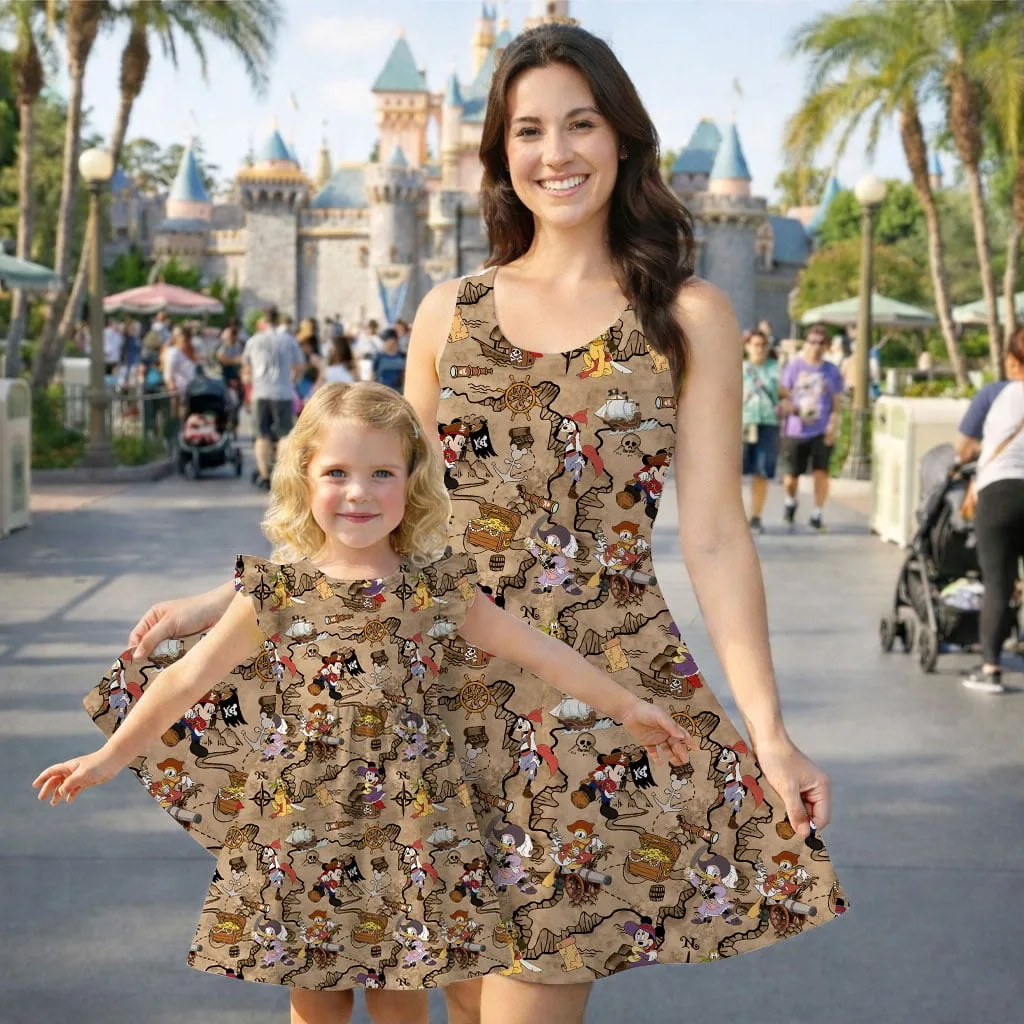 Mickey and Friends Treasure Map Mommy & Me Dress, Mama Mini Adventure Matching Outfit